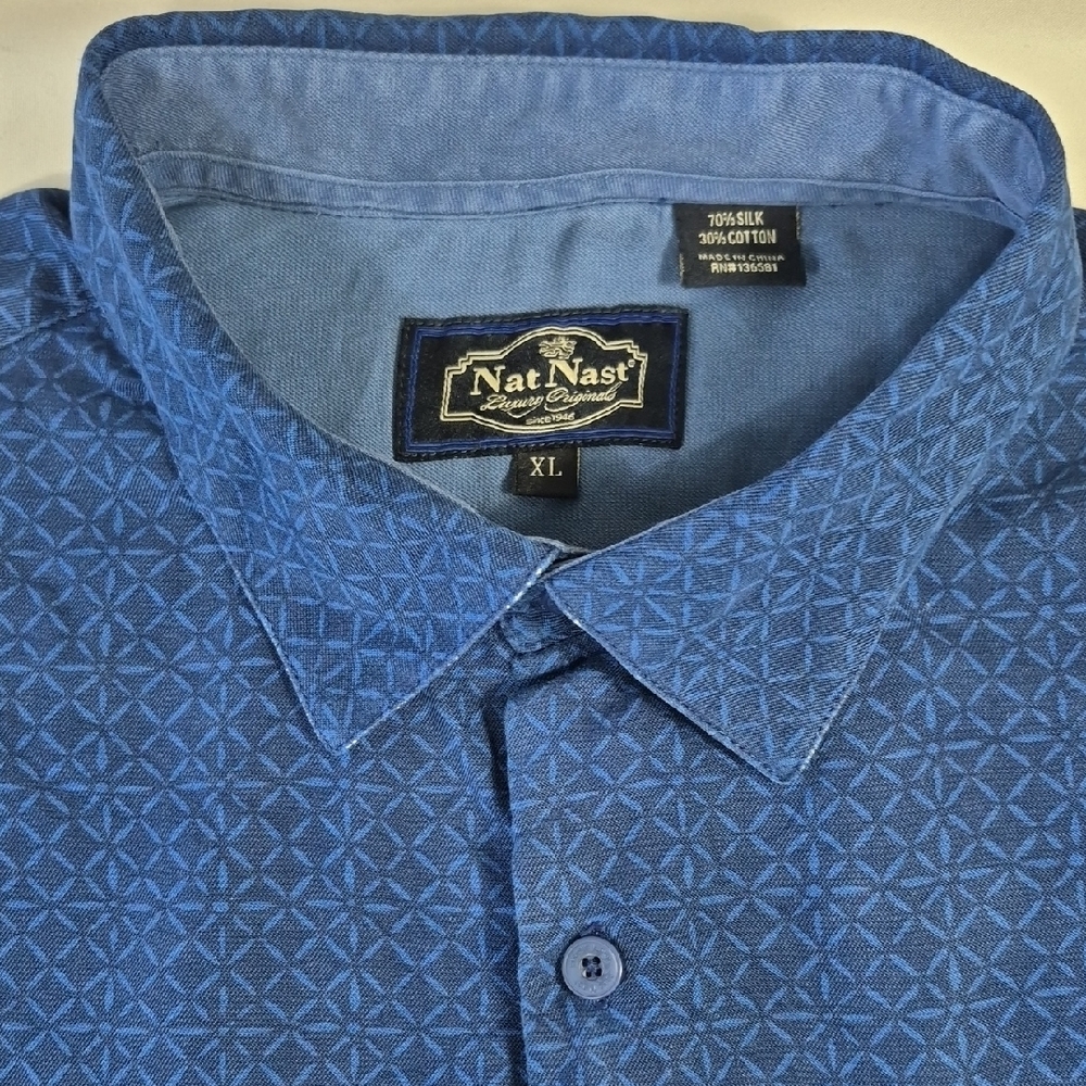 Nat Nast Men's Silk Blend Button Down Short Sleeve Dress Shirt
